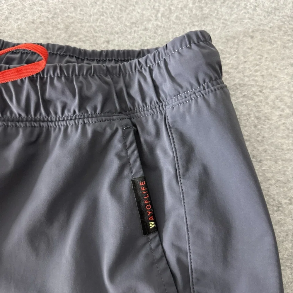 Wolaco Gray Red Drawstring Ankle Zip Athletic Pants Men's Medium
